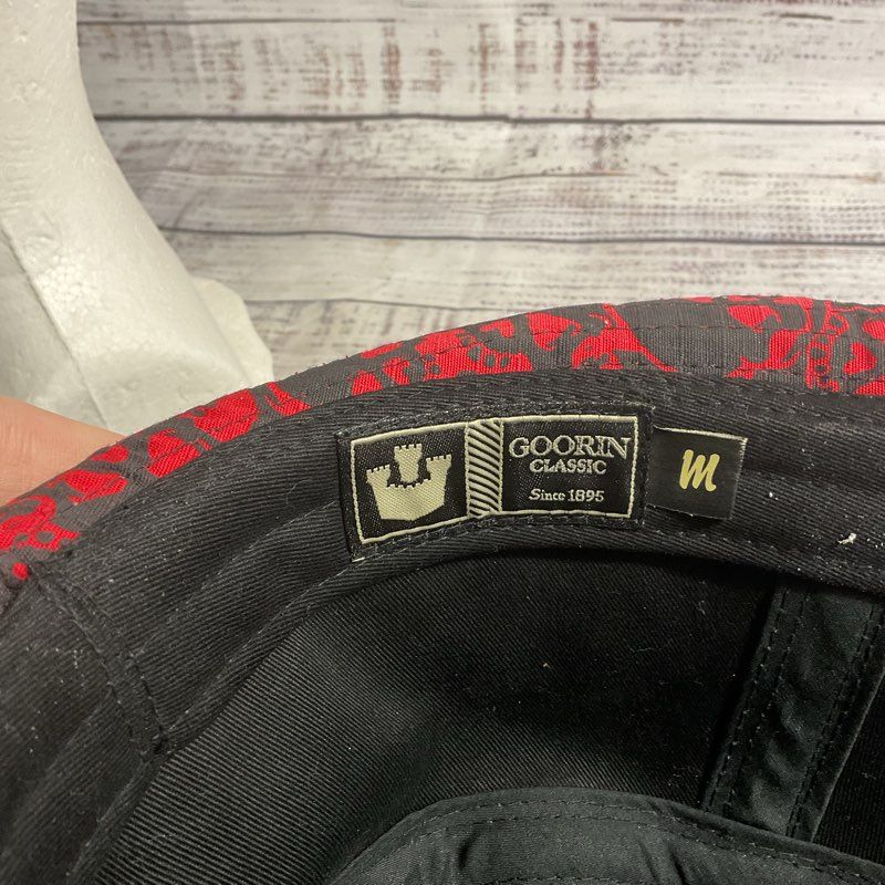 Goorin Red/Black Skull Print Fedora Trilby Emo Punk Goth Hat Rare Size Medium