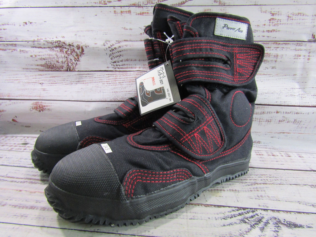 Rikio Power Ace Men's Black & Red Tabi Steel Toe Work Boots Size 6.5