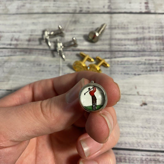 Mixed Lot of 3 Athletic Sports Theme Cufflink Sets