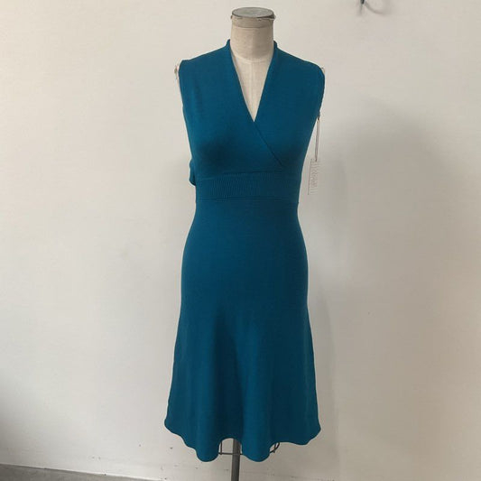 Victor Glemaud Cross Back Blue Knit Wool Dress - Size S New W/ Defect