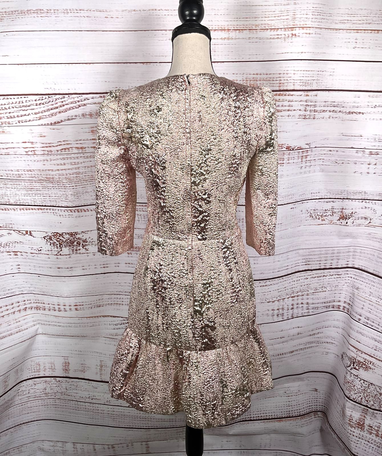 Dolce & Gabbana Jacquard Sheath Mini Dress Pink Metallic