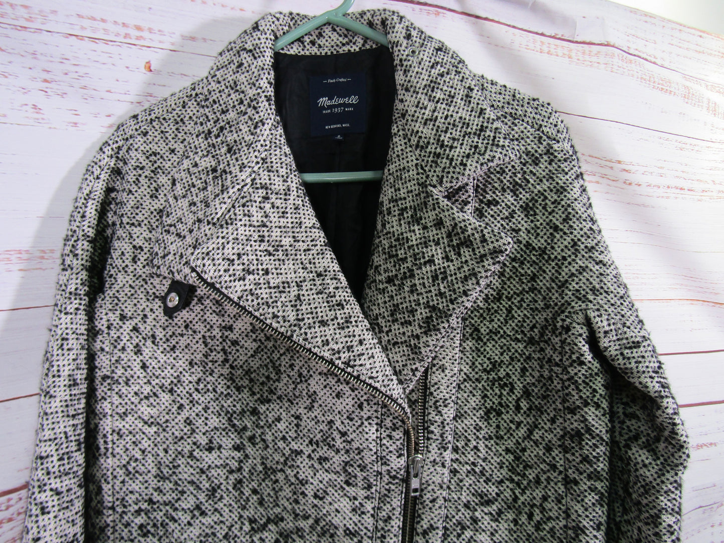Madewell Women's Black & White Cotton Wool Blend Coat Size 0