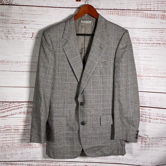 Giorgio Beverly Hills Check Wool Silk Blend Blazer Jacket - Size 36US 46IT