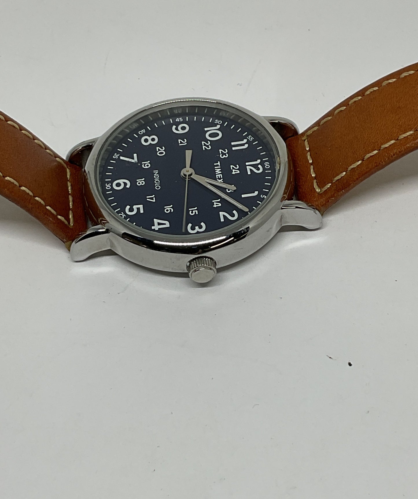 Timex Indiglo Stainless Steel Brown Leather Band Watch