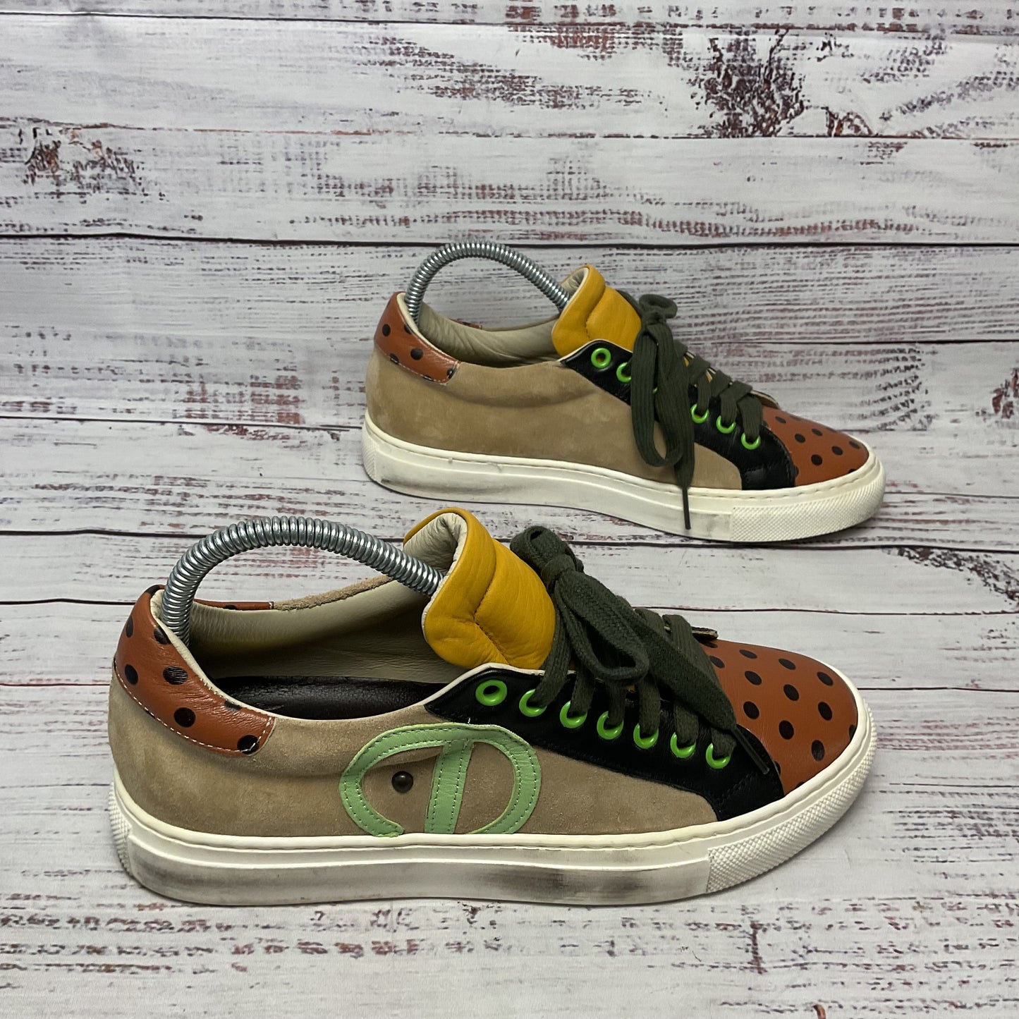 eBarrito Multicolor Polkadot Leather Sneaker Casual Shoe Women 7.5
