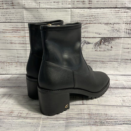 NWOB Coach Joy Black Leather Zip Up Bootie Boots Women's Size 9.5B