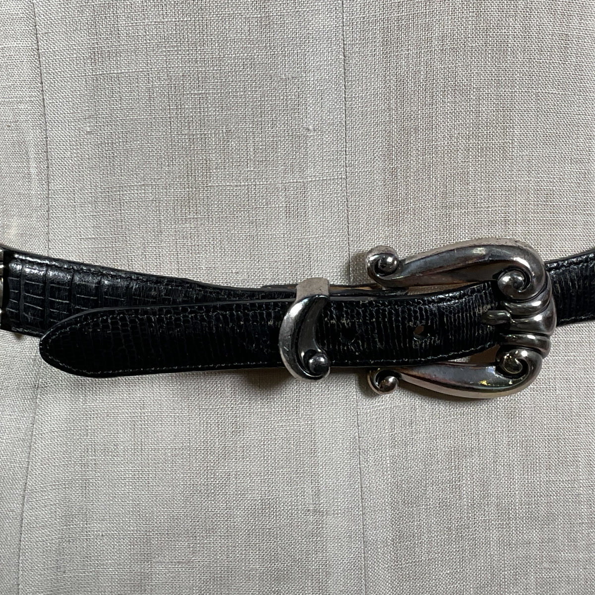 BRIGHTON Women's Black Leather Link Western .75" Belt- 31"