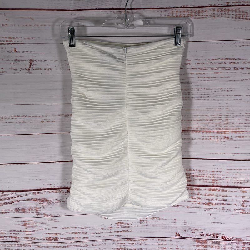 Sabina Musayev White Pleated Back Zip Sand Knee Skirt - Size XS