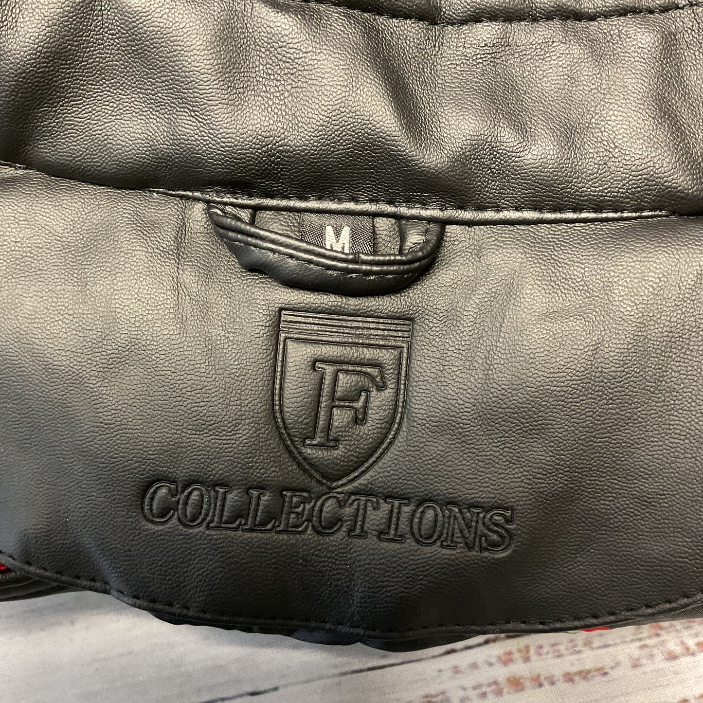 F Collection Italian Faux Leather Black Jacket - Size M New W/ Tag