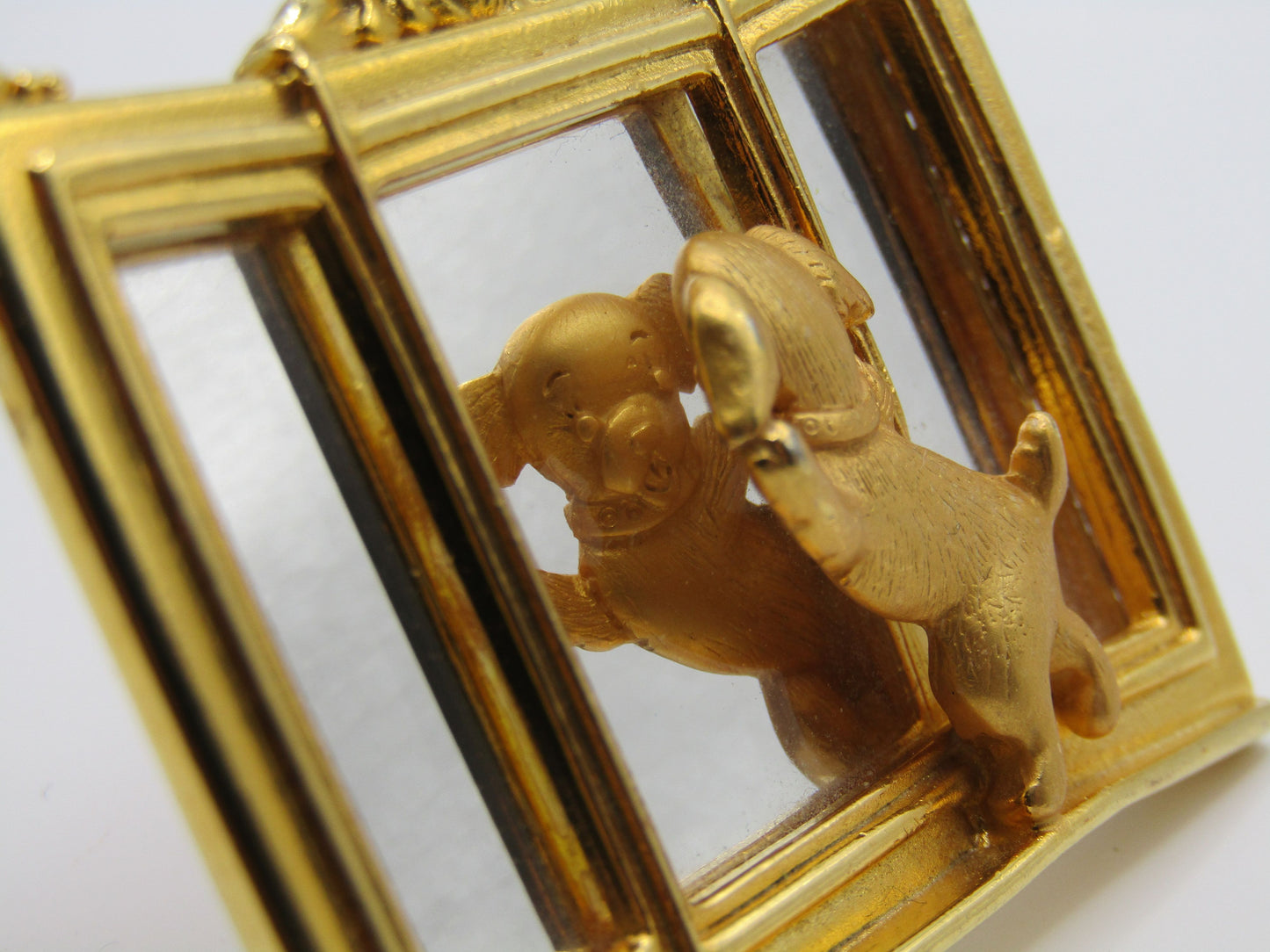 Jonette Jewelry Gold Plated Dog Looking in The Mirror Brooch Pin