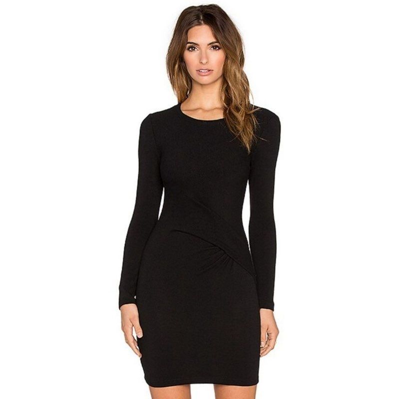 IRO Aenor Bodycon Twisted Front Black Short Dress Size 34 Women's