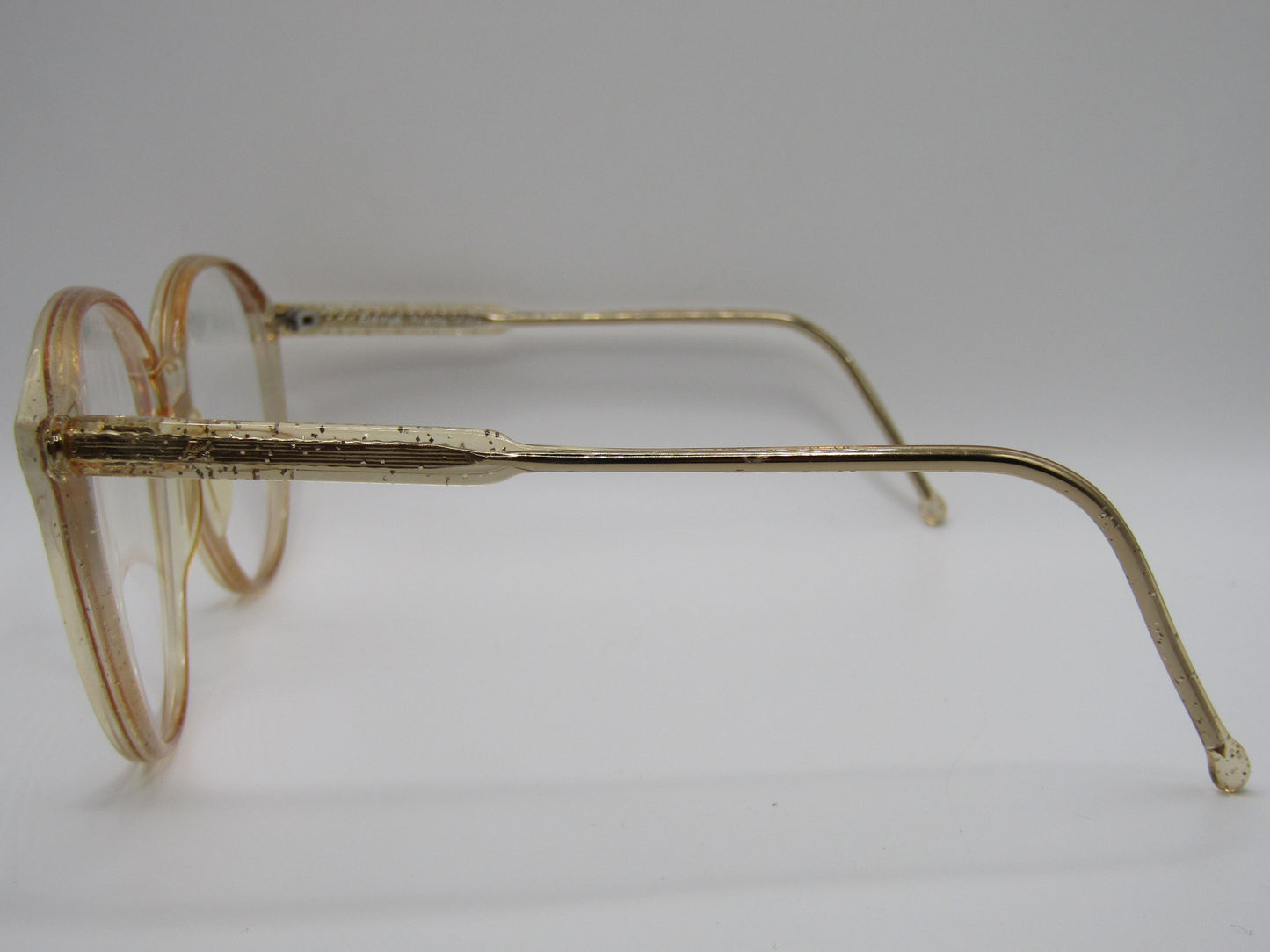 Vintage Revue Women's Gold Speckle Round Eyeglasses Frame Made in Italy