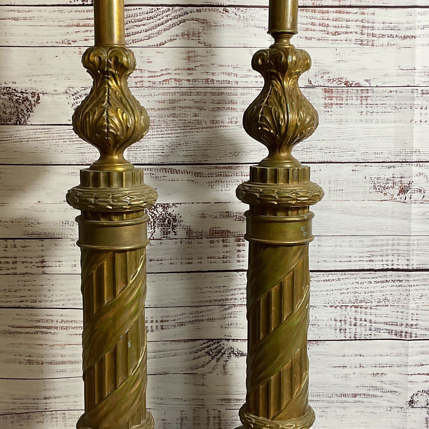 VTG./ANTIQUE Iron & Brass Column Tall Lamps (WORK GREAT- NO SHADES) AS-IS