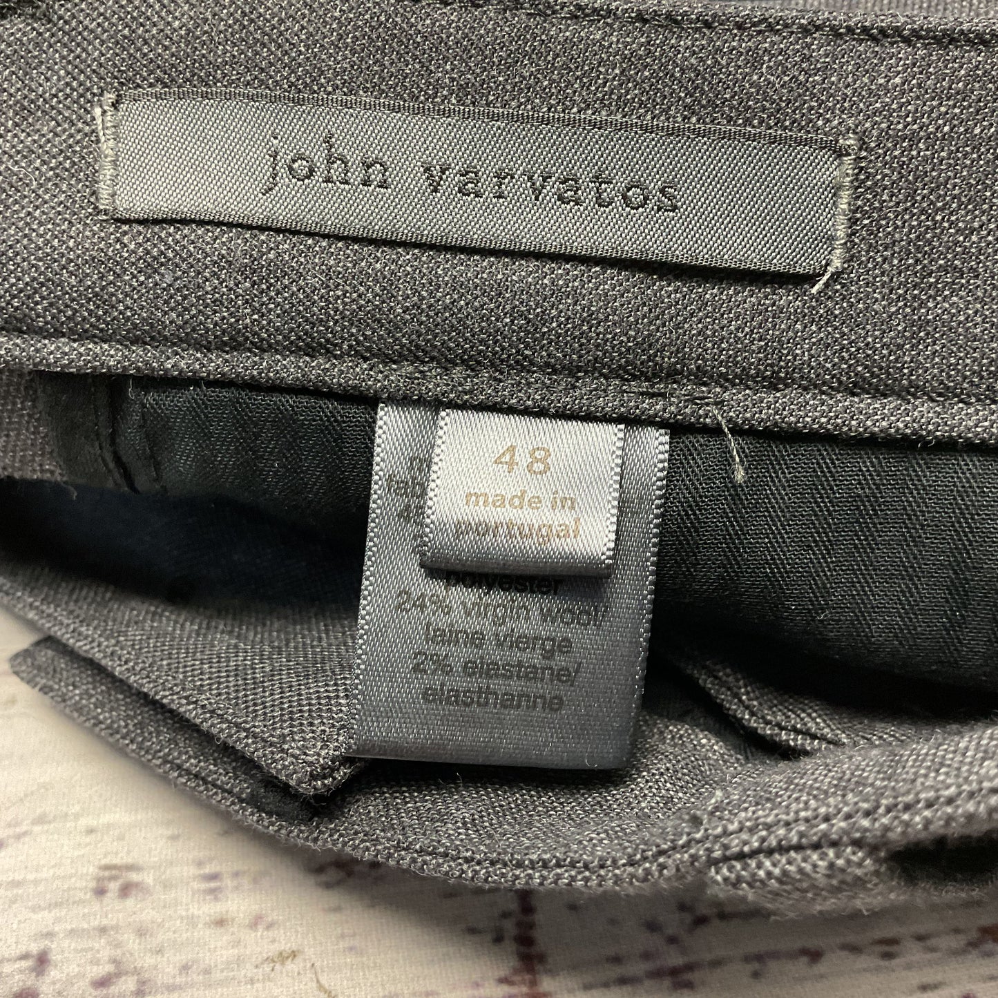 John Varvatos Dark Gray Cotton Wool Dress Trousers Pants - Size 48