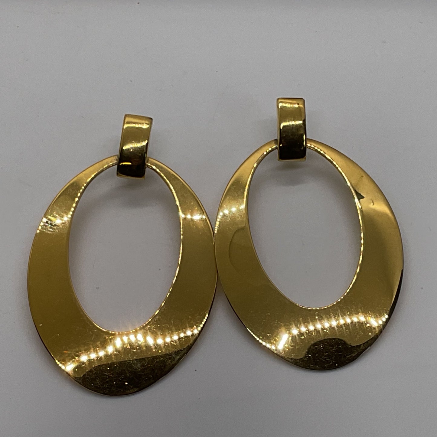 MONET Gold Tone Oval Dangle Earrings- 2.75"