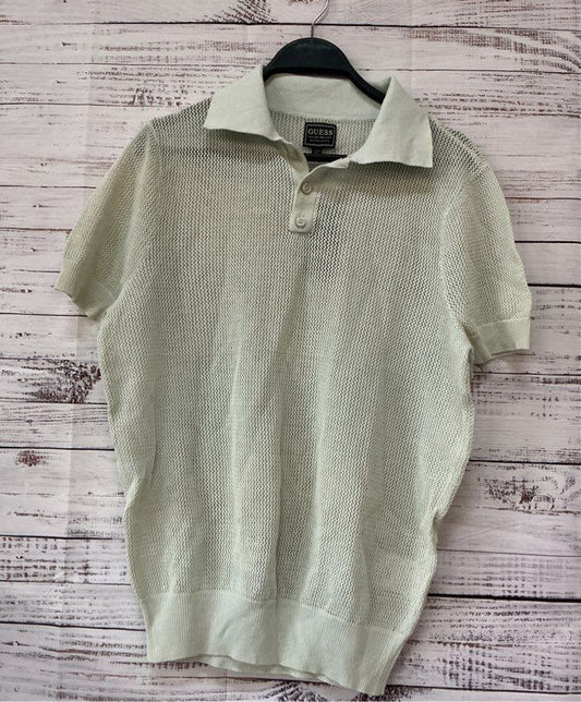 NWT Guess Light Green Mesh Polo Shirt Size M