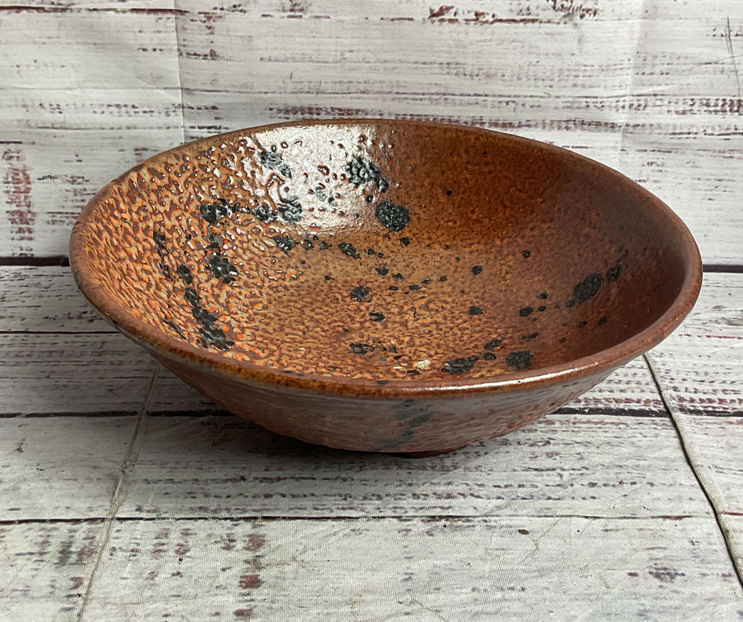 Handmade Speckled Glazed 6.5" Signed Bowl Copper Brown