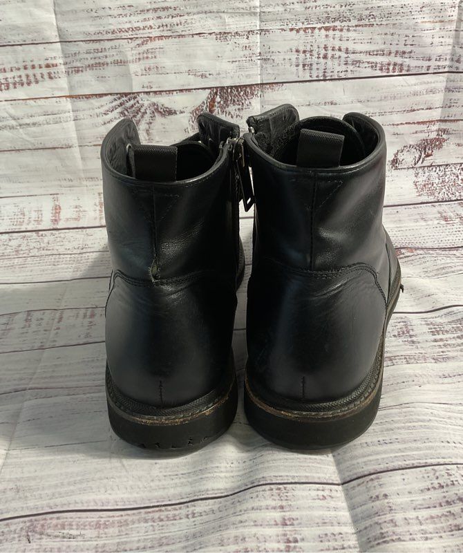 John Varvatos Black Leather Brooklyn Lug Ankle Boots Size 12 M