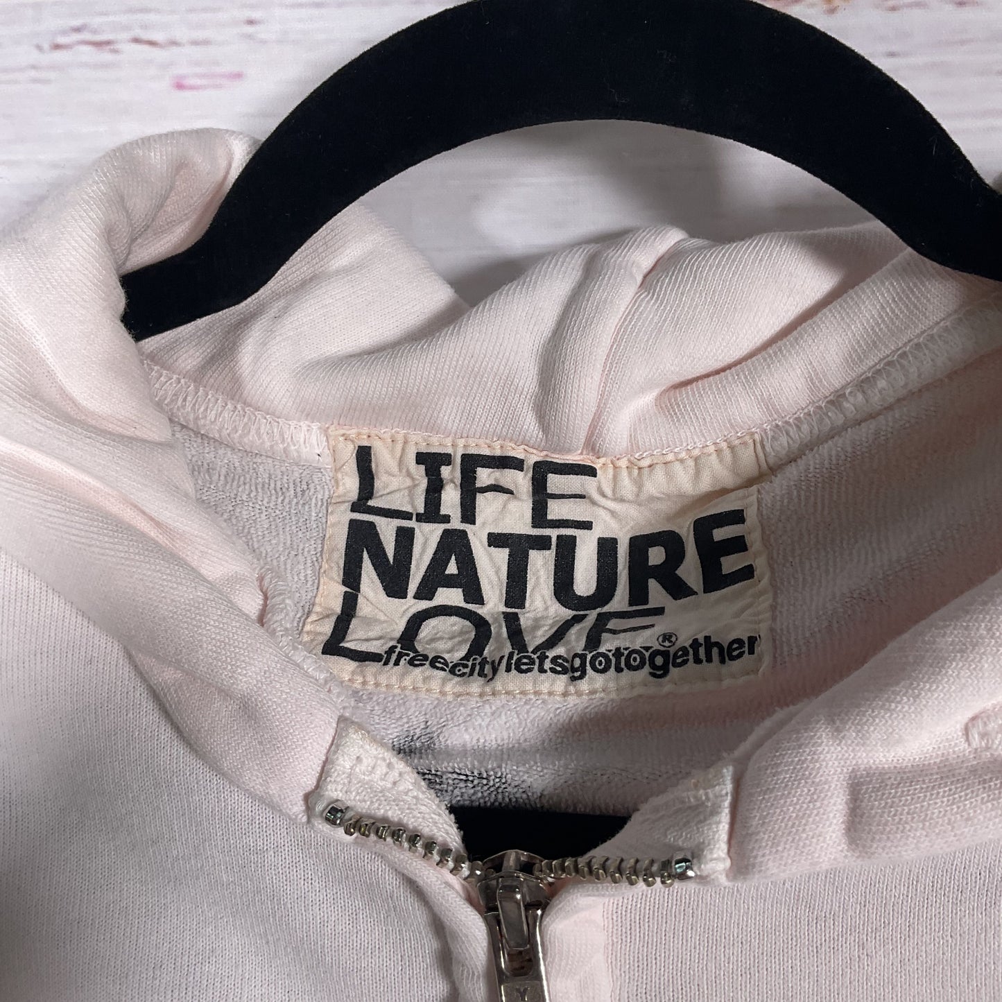 Freecity Life Nature Love Pink Palm Tree Print Zip Up Hoodie Jacket - Size 2
