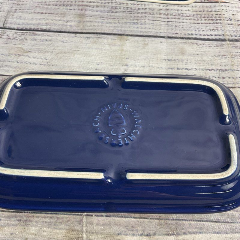 Waechtersbach Vintage Navy Blue 7" Covered Ceramic Butter Dish