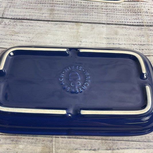 Waechtersbach Vintage Navy Blue 7" Covered Ceramic Butter Dish
