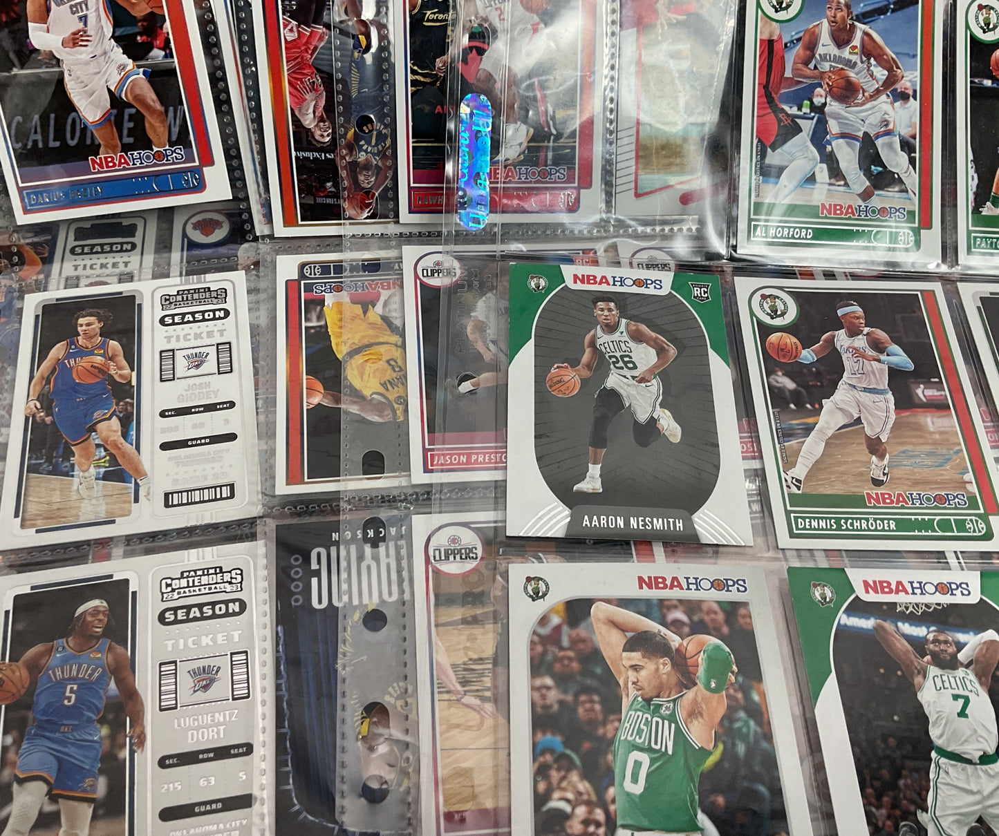 Collection of 12 Sheets NBA Hoops Clippers Lakers Timberwolves Basketball Cards
