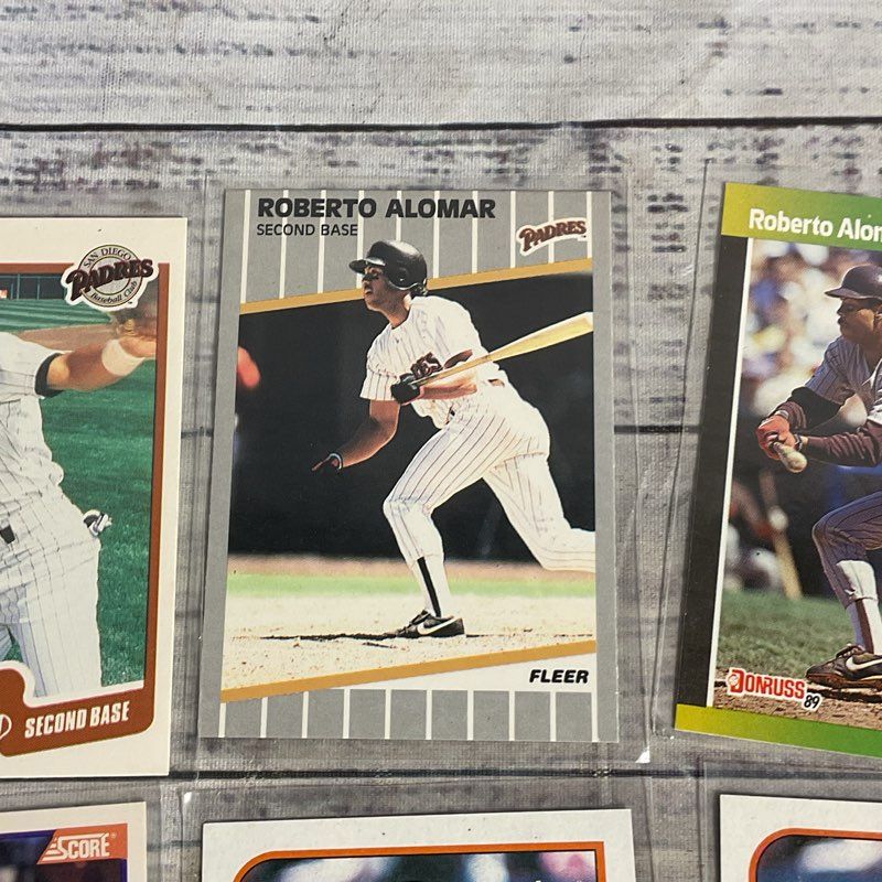 Lot Of 6 VTG. Roberto Alomar Ungraded Padres Baseball Cards Fleer Donruss Topps