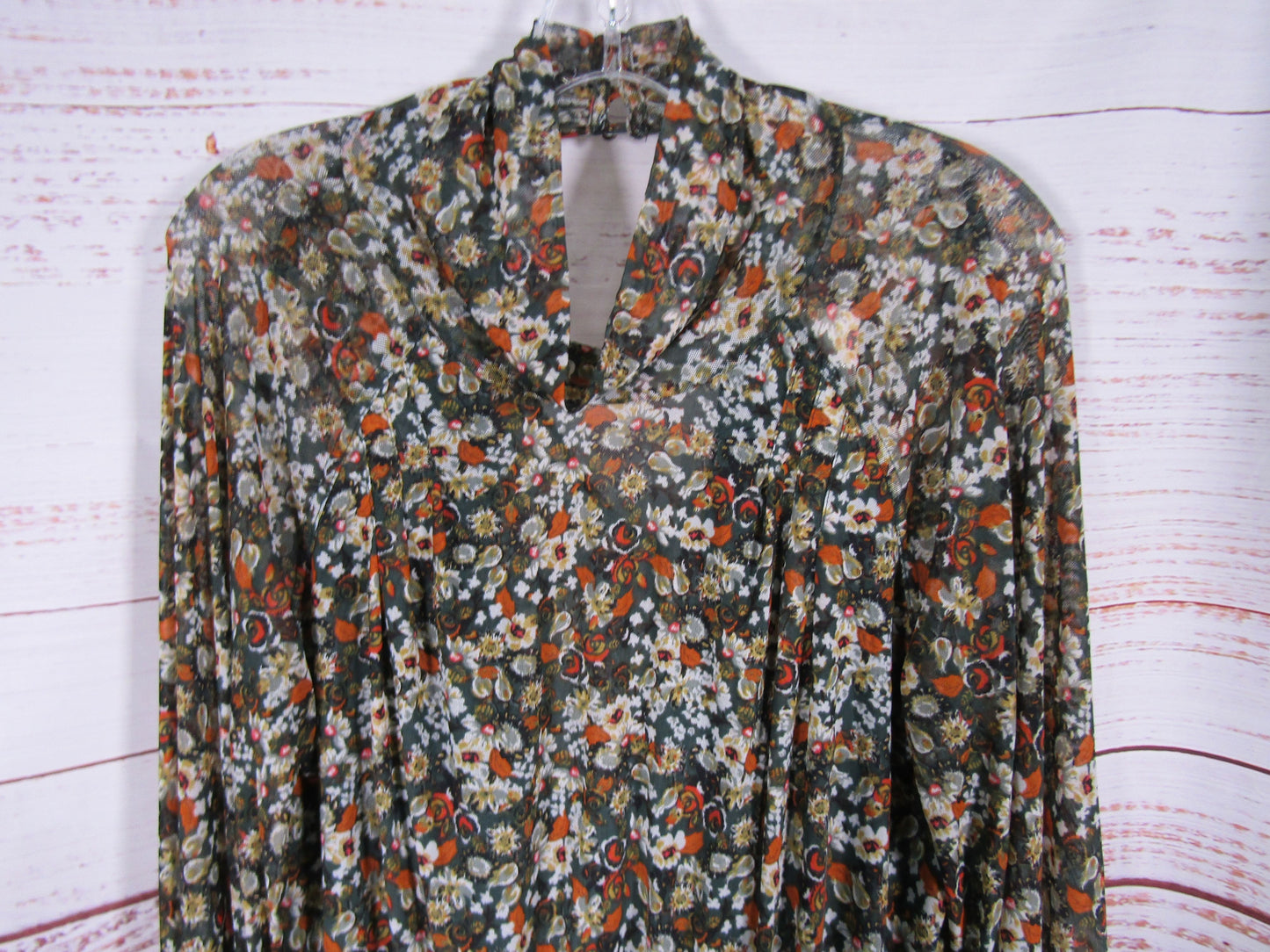 Free People All Dolled Up Women's Jade Combo Multi-Color Blouse Size Size L