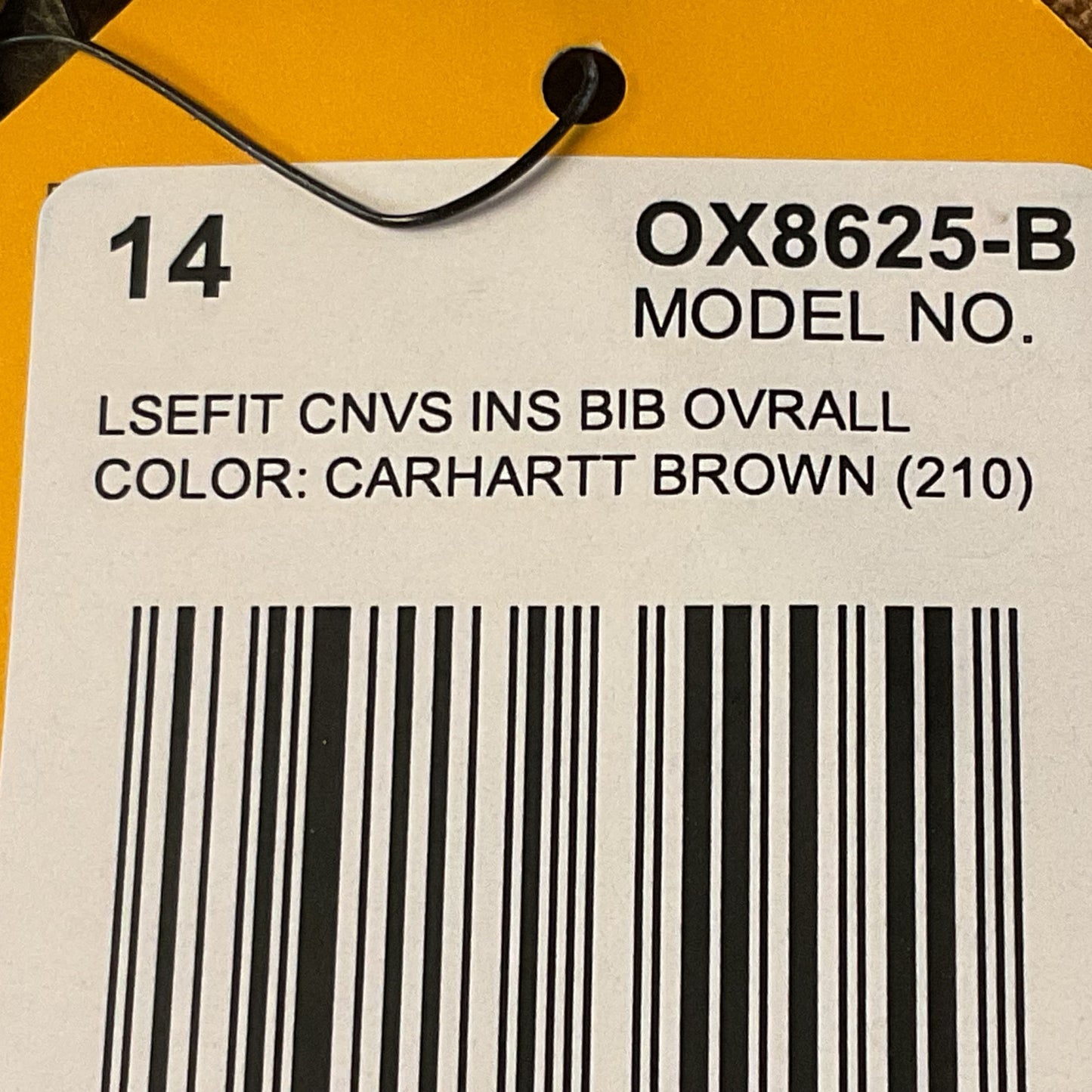 NWT CARHARTT Brown Duck Quilt Lined Insulated Bib Overalls Inseam 26- SZ 14