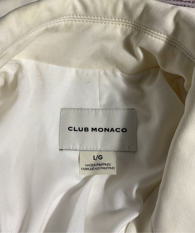 Club Monaco Women’s Asymmetrical Zippers Crepe Moto Jacket Winter White Size L