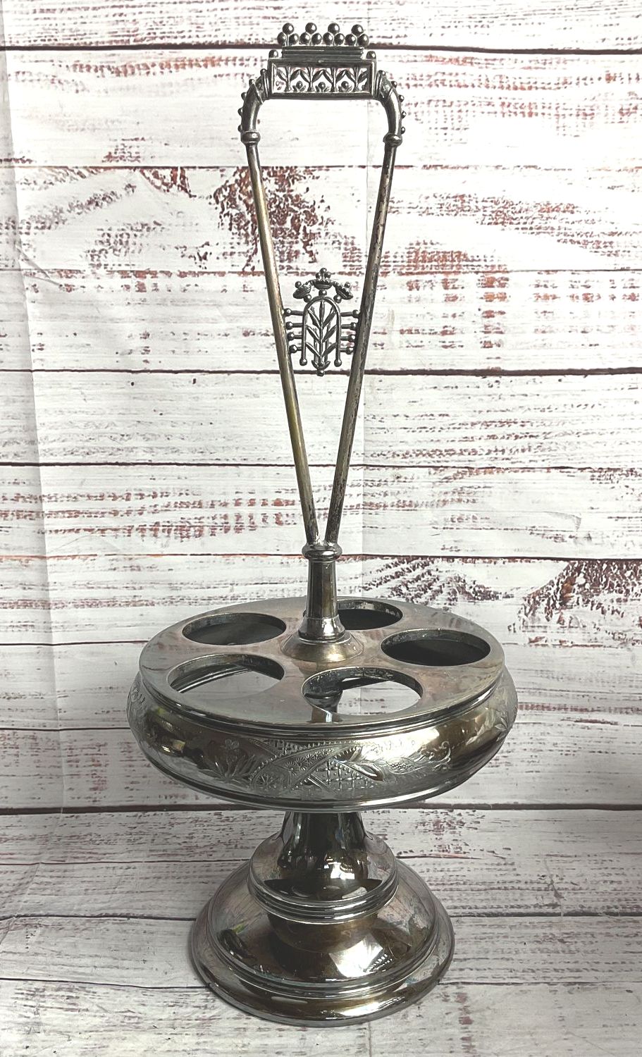 Vintage Embellished Castor Cruet Set Silver Plate