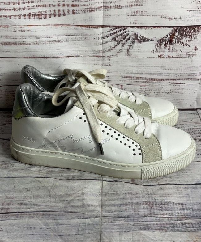 Zadig & Voltaire Paris Leather Studded Sneakers White 38