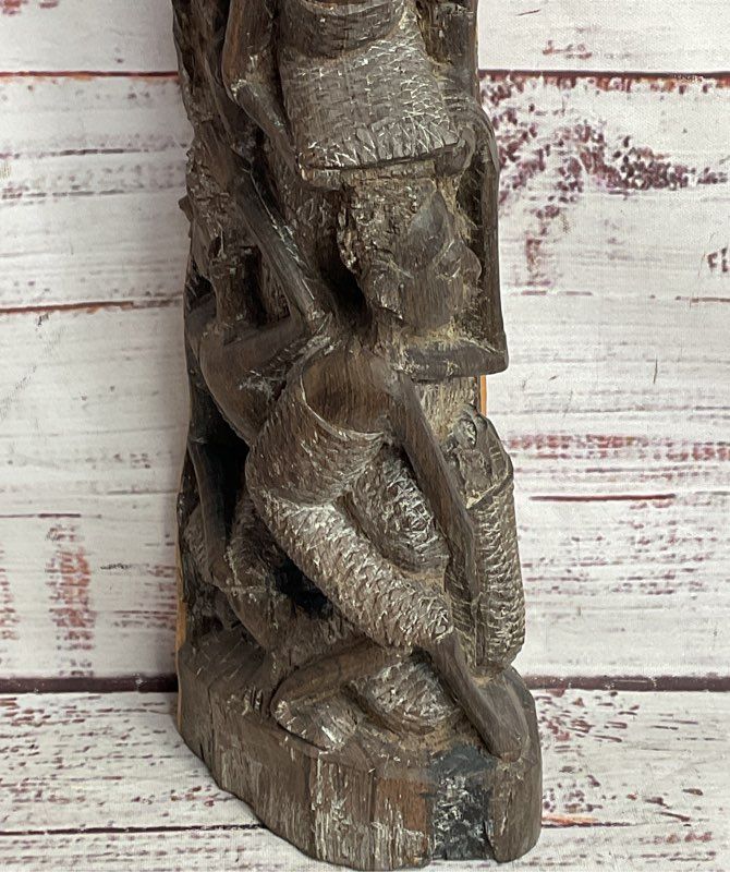 Hand Carved African Wooden Makonde 12.75" Tribe Totem Sculpture Brown