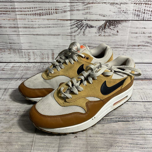 Nike Air Max 1 Essential British Tan Suede/Bone Gray Mesh Athletic Shoe Men 8.5