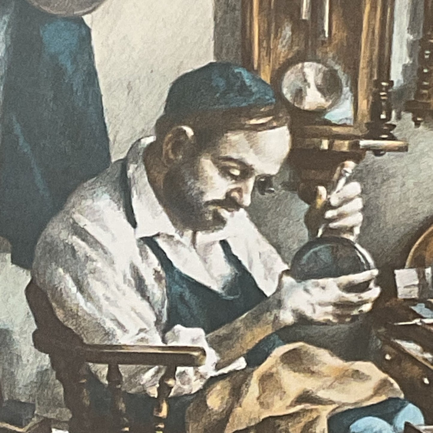 Signed & Numbered 82/200 ITZHAK HOLTZ Watchmaker Original Color Lithograph