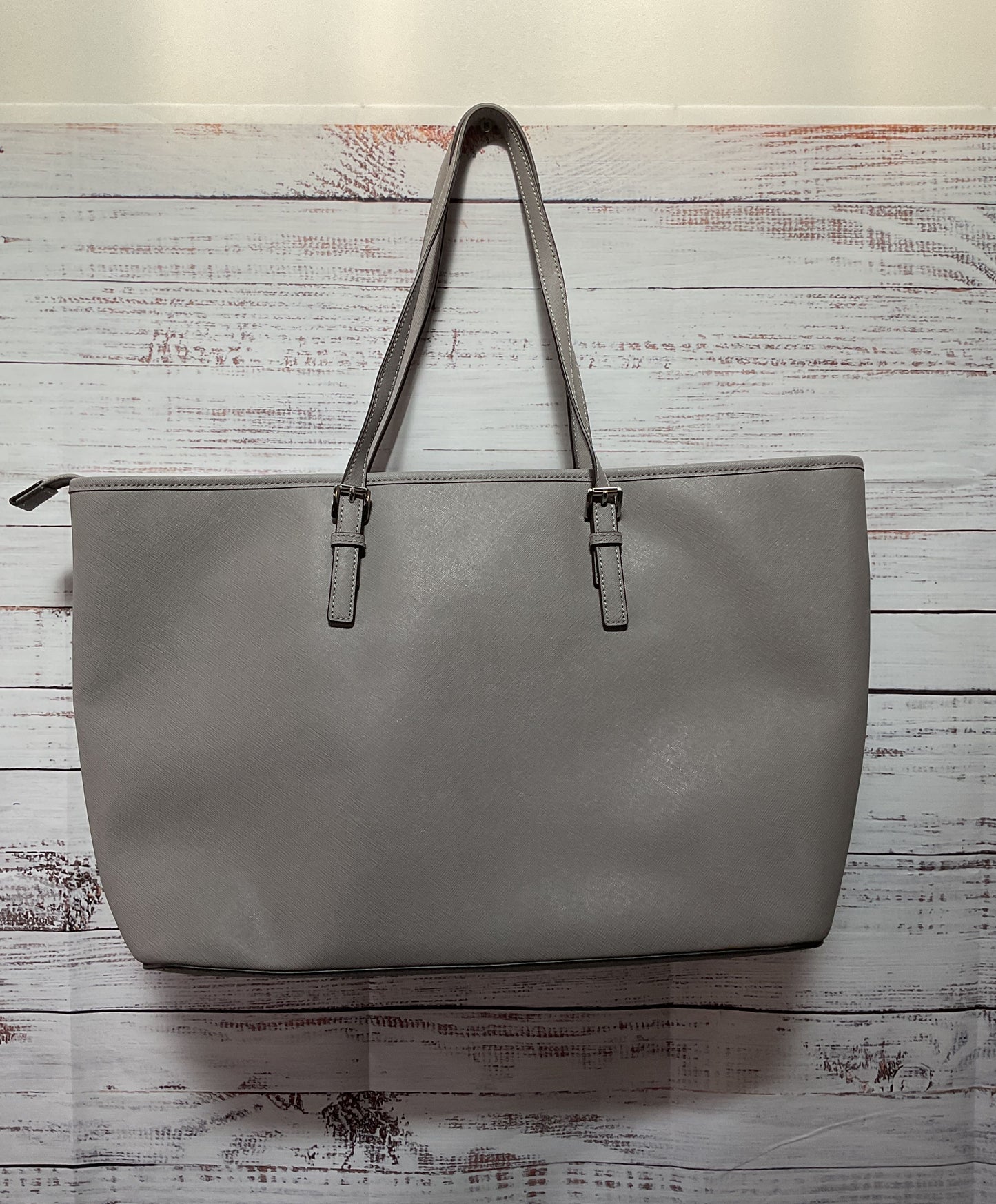 Michael Kors Saffiano Leather Jet Set Shoulder Tote Bag Gray