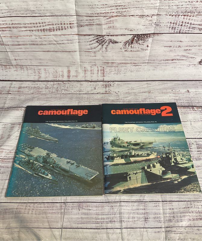 Vintage United States Navy WW2 Era Camouflage Fleet Carriers 1 & 2 1977