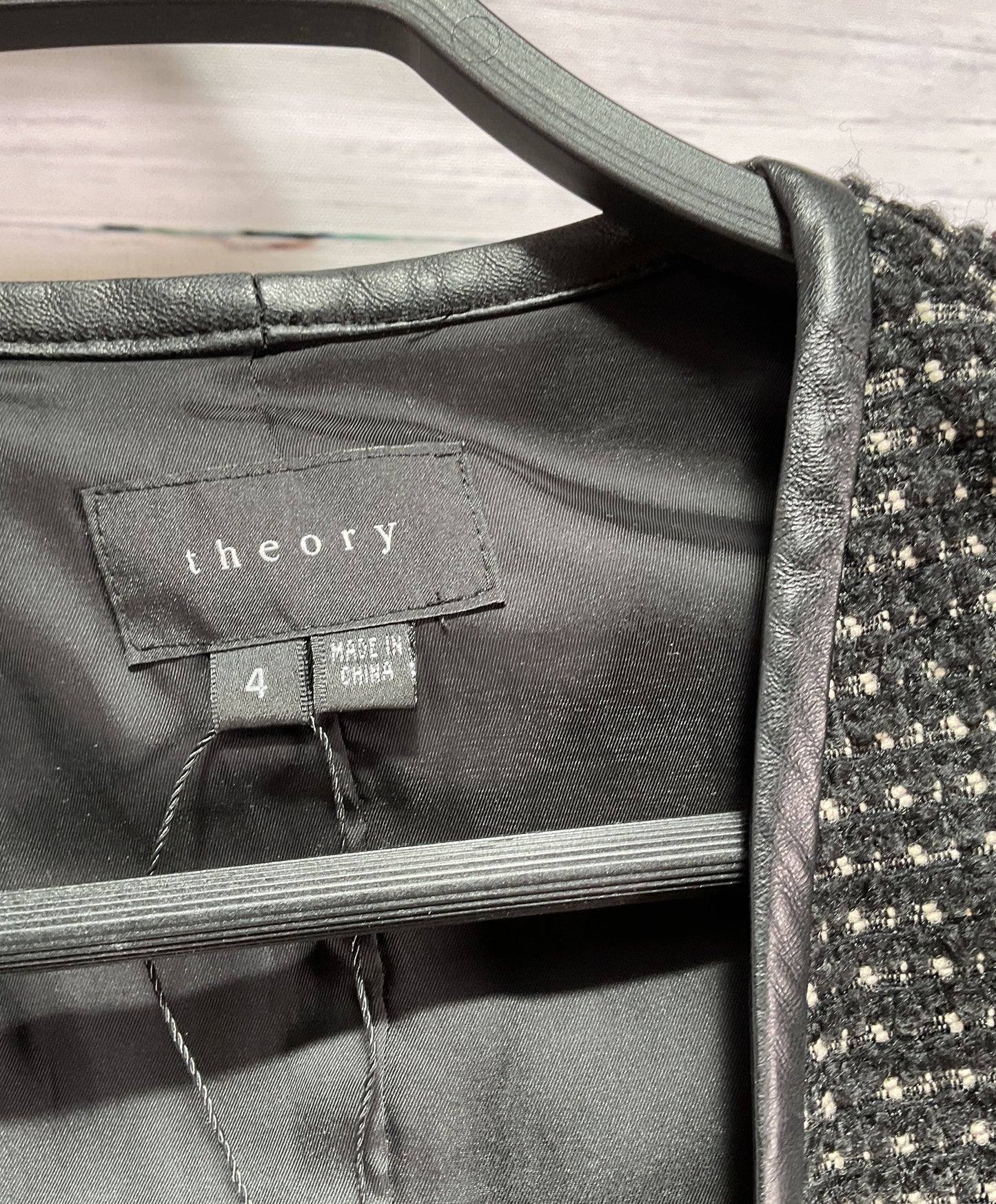 Women's Theory Black with white leather trim Jacket Size 4