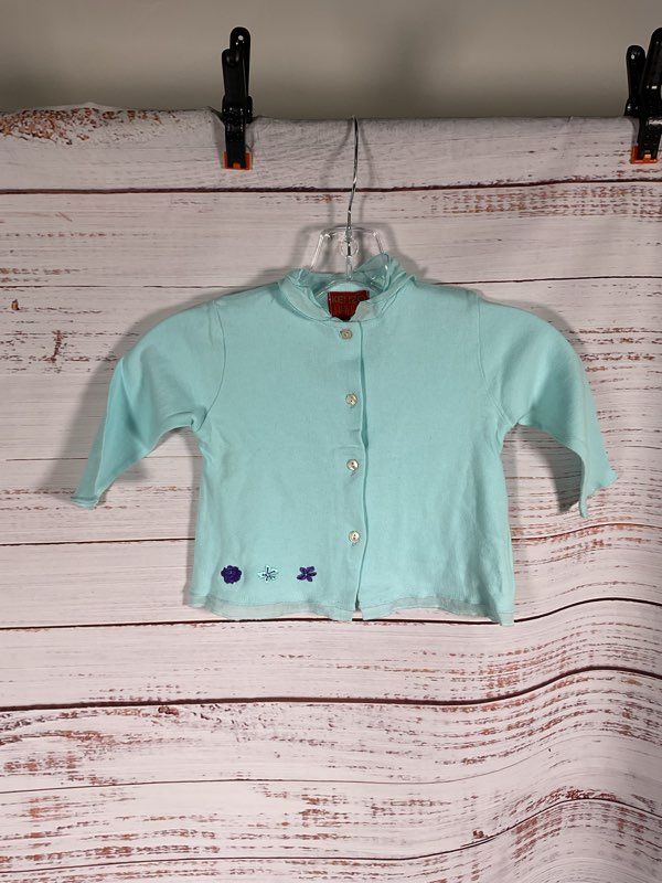 Kenzo Jungle Kid's Button Cotton Blue Floral Embroidered Sweater Size 12M