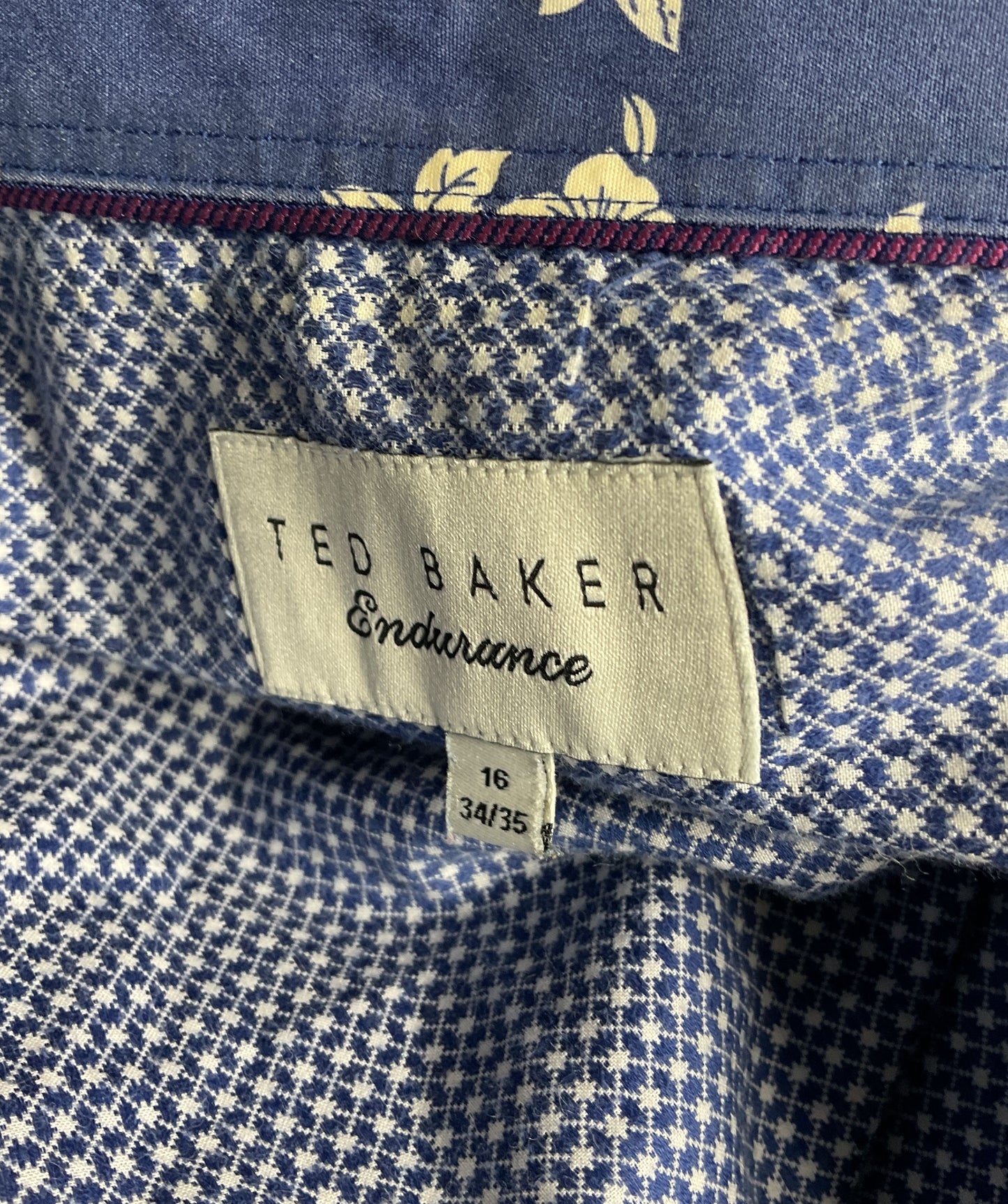 Ted Baker Endurance Patterned Long Sleeve Shirt Blue 16 34/35