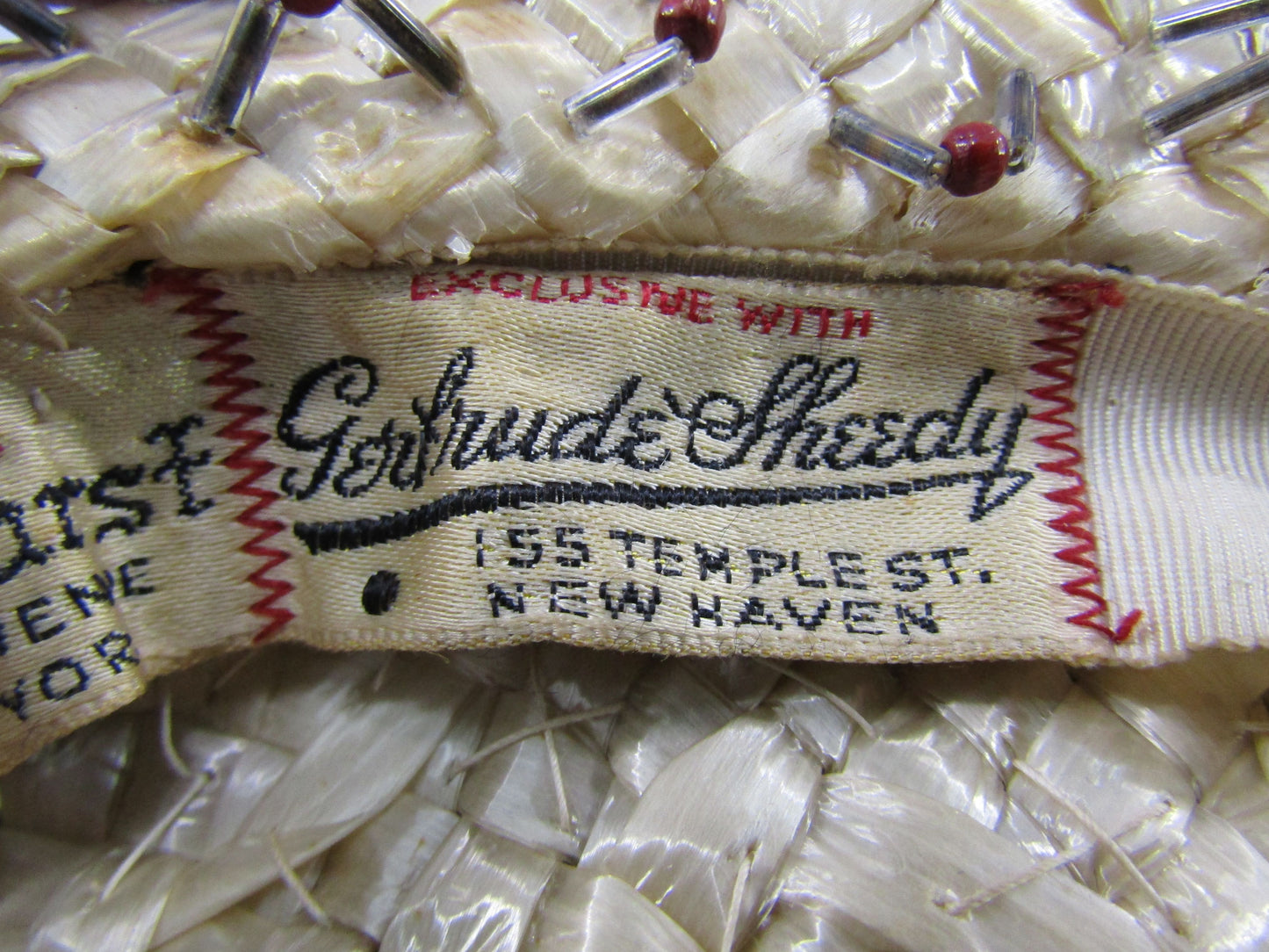 1950's Gertrude Sheedy for Pinehurst Women's Woven Beaded Straw Hat