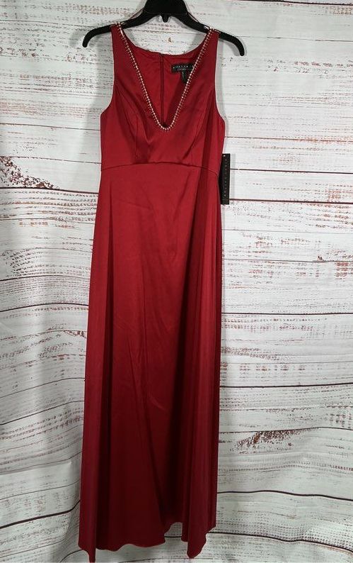 NWT Aidan Mattox Red Stretch Mikado A-Line Gown Size 4 Retail $395