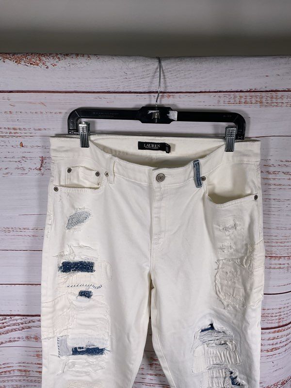 Ralph Lauren Distressed Mid-Rise Straight Ankle Jean Size 12 Women's