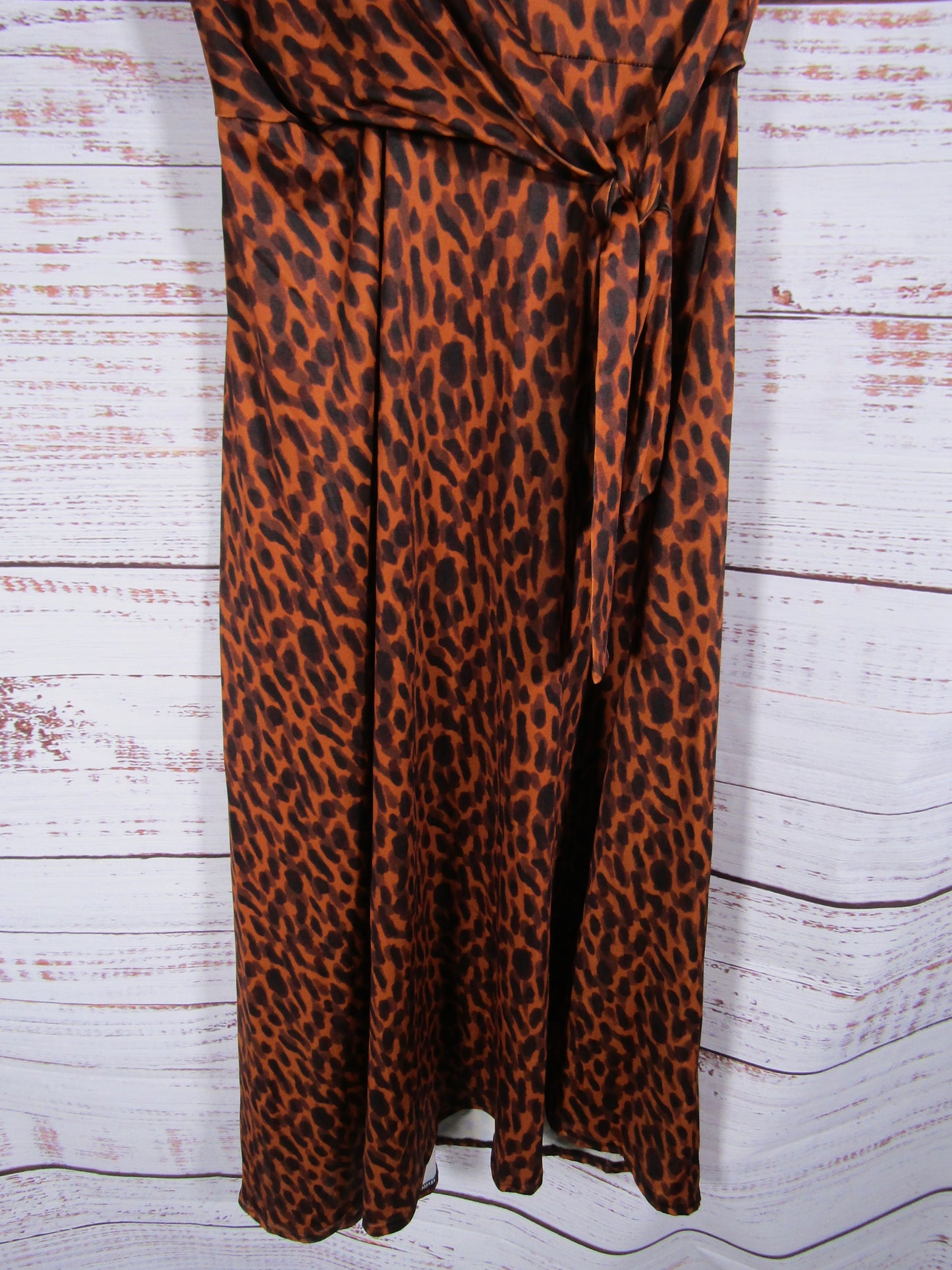 ASOS Women's Brown Leopard Print Open Back Dress Size 10 Made in The UK