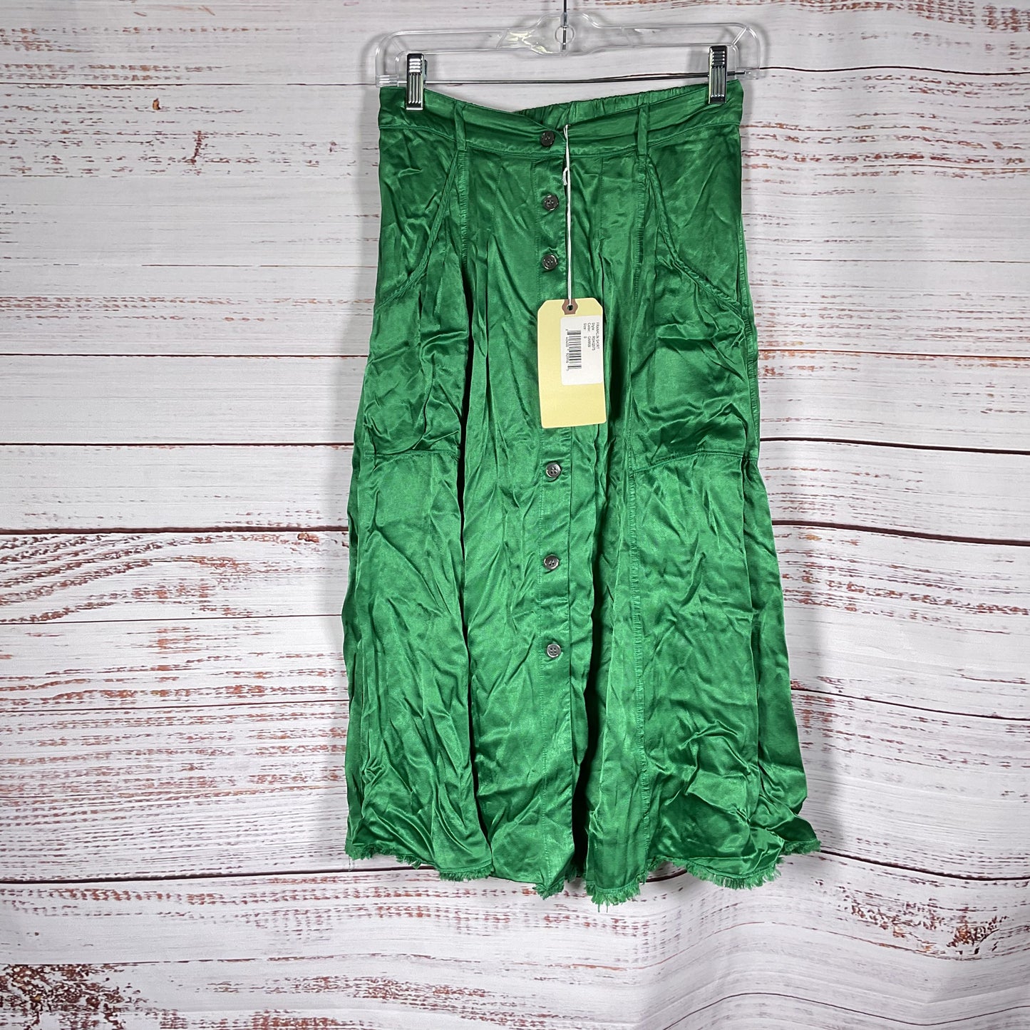 Raquel Allegra Green Rayon Button Front Skirt - Size 0 New