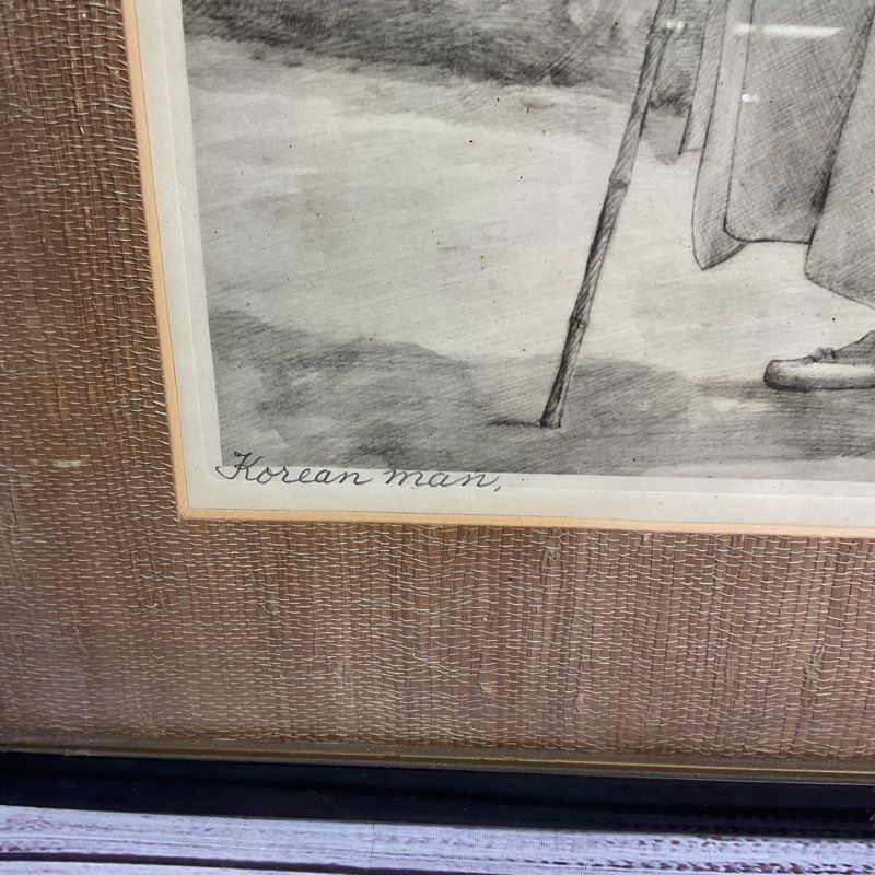 Vtg. Rudolf Seiler "Korean Man" Signed, Framed 17" Etching