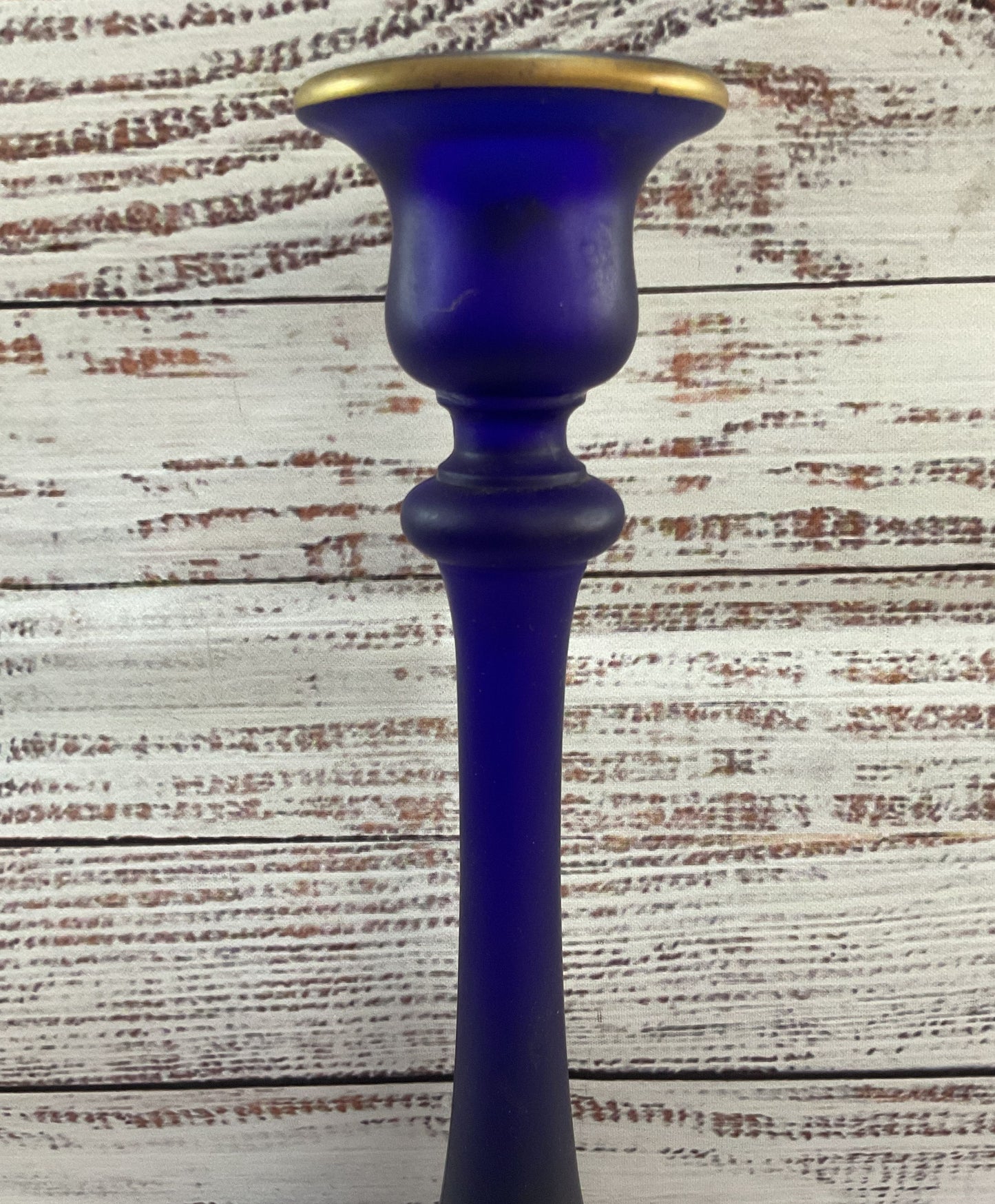 Antique Satin Cobalt Blue Candle Holder