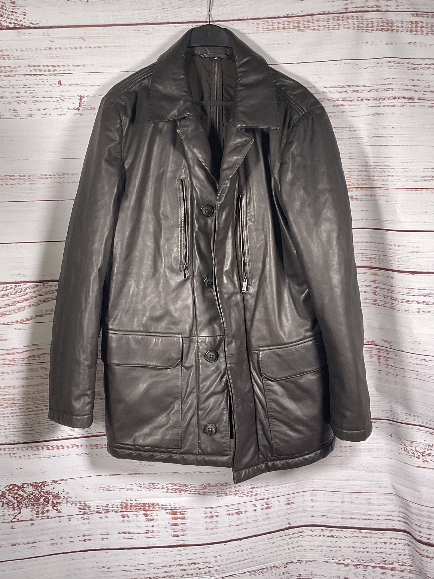 Armani Collezioni Dark Brown Lambskin Jacket - Size 40