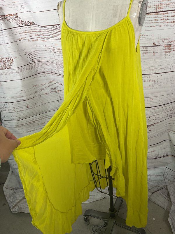 Meo Meli Women's Asymmetrical Neon Yellow Cotton Dress Made in Italy