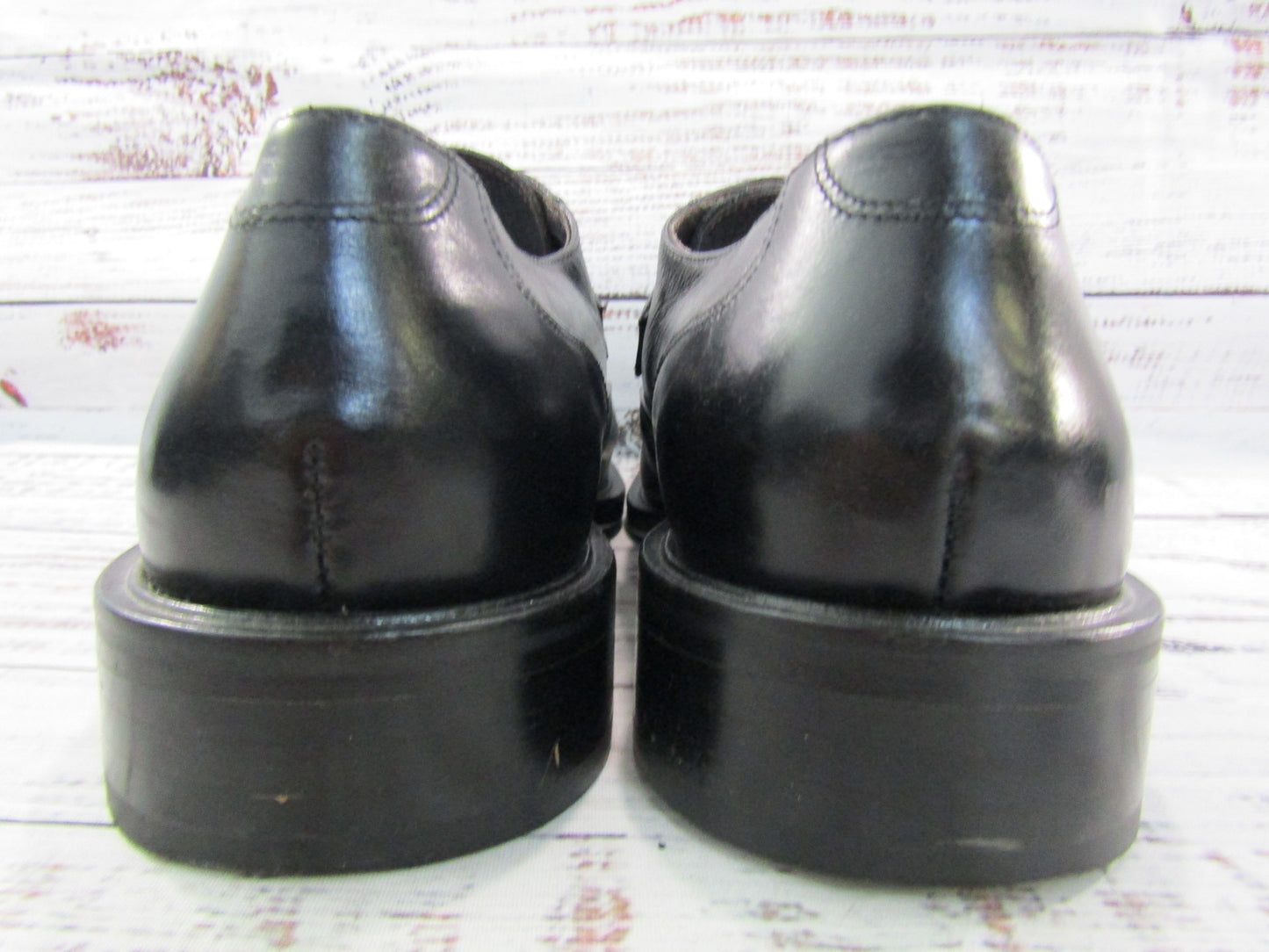 Johnston & Murphy Men's Black Leather Monk Strap Loafers Size 9.5 Made in Italy